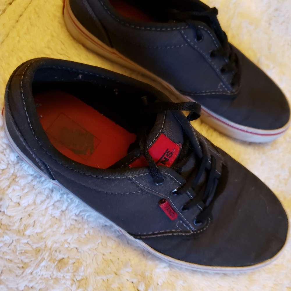 Vans Black Sneakers with Red Accents